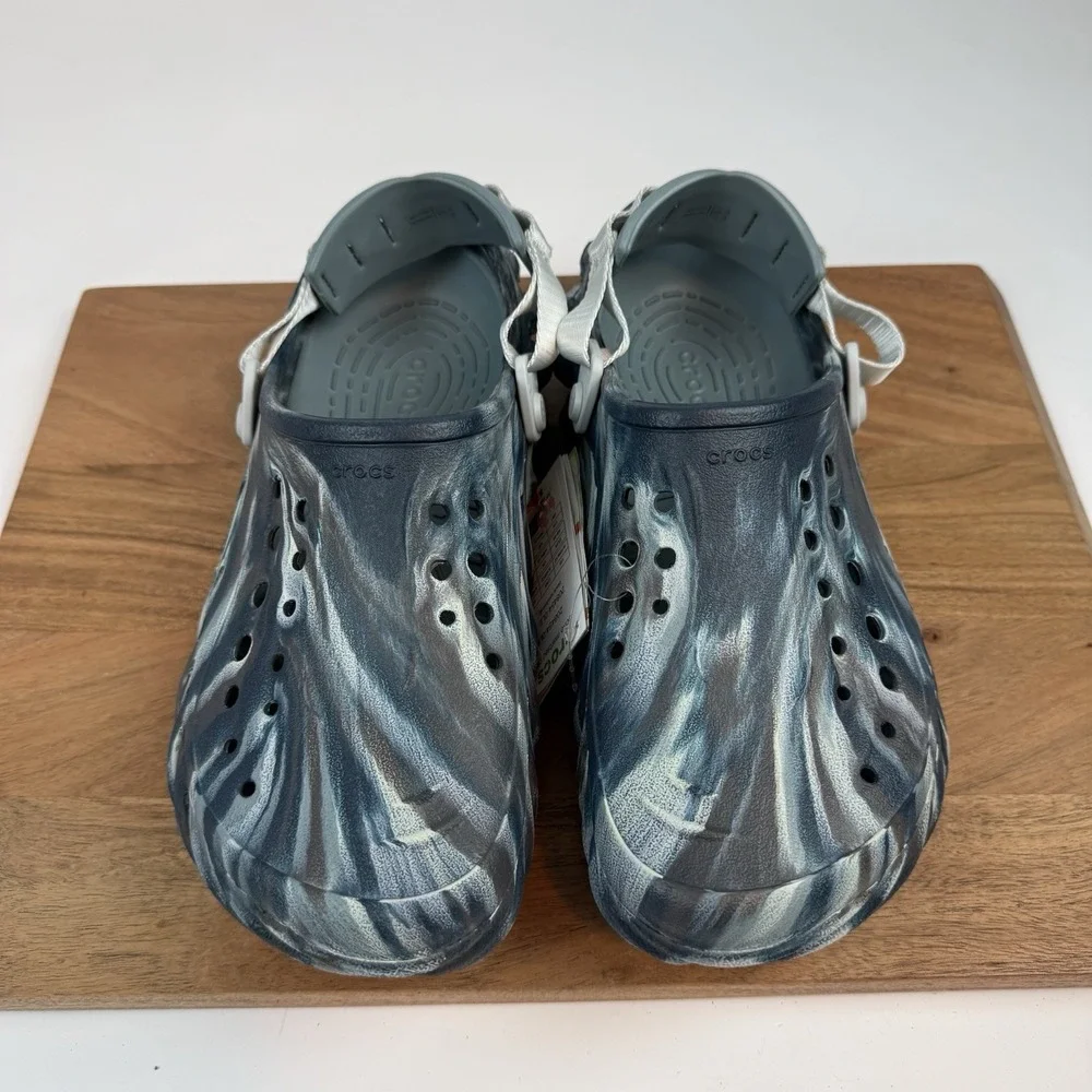 New NWT Mens Crocs Echo Marbled Blue Comfort Clogs Sandals Shoes Size 10 M - Picture 4 of 8